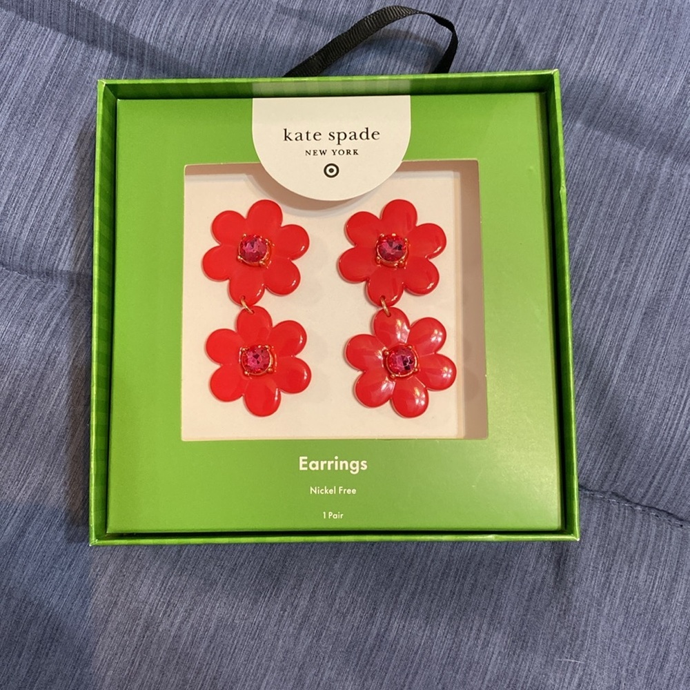 Kate Spade New York x Target NWT! Floral Linear Earrings - in Pink Red